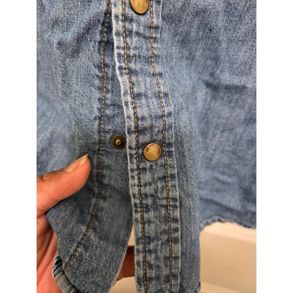 Wrangler Men's Long Sleeve Denim Shirt Snap Buttons Size M - Picture 6 of 8